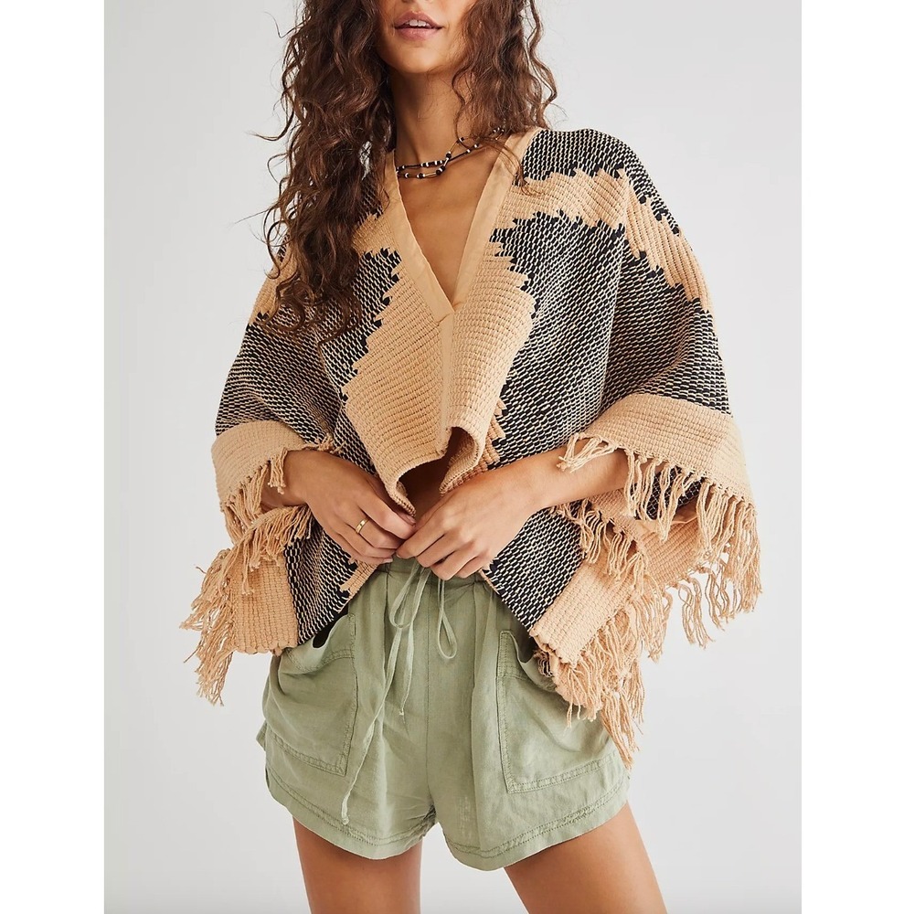 FREE PEOPLE Always You Poncho Fringe Top